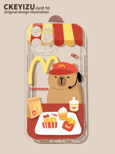 Applicable to Apple 15 Phone Case Cartoon 15plus Soft Silicone Iphone14 Hamburger Capybara 13promax All-Inclusive 11/12mini Drop-Resistant 7/8P Ultra-Thin 6S Transparent SE3/2 Protective Case Xs