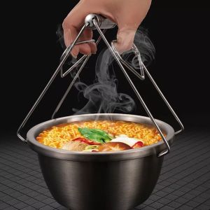 Free Gift New Stainless Steel Foldable Hot Dish Plate Bowl Clip Pots Gripper Crockery Holder Clamp Tongs Claw Holder Lifting Kitchen Tools