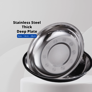 YU Online -  Pinggan Makan Ekstra Tebal keluli tahan Karat 14cm-28cm  / Stainless Steel Extra Thick Plate