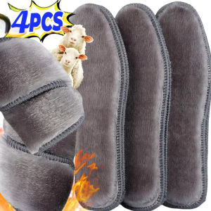 4Pcs Thermal Felt Insoles Thicken Warm Heated Insoles Men Women Winter Shoes Breathable Snow Boots Imitation Rabbit Shoe Pads