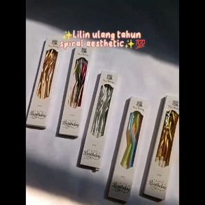 Lilin Ulang Tahun Spiral isi 6 Batang Metalik Tinggi 16 cm Ulir Panjang | Twisted Swirl Tall Candle