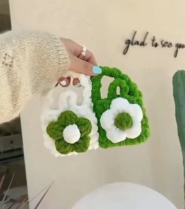 MATCHA SERIES HANDMADE CROCHET WIRELESS EARPIECE BAG MINI HANDBAG
