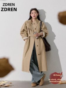 ZHANGDAREN | Áo Khoác Trench Coat Màu Khaki Dành Cho Người Béo