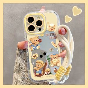 Bread Butter Bear Silicone Phone Case for  17 16Promax 13 Mirror Cream 12 Female 14 HighEnd XS 15 Full Cover XR ShockProof New Model Protective Cover