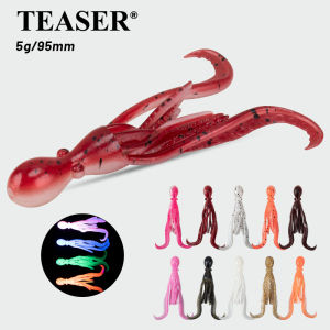 TEASER 5Pairs/lot Luminous TPE Super Elastic Octopus Squid Bait Saltwater Fishing Octopus UV Soft Silicone Skirts Pike Lures