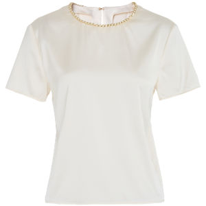 MY TENO | Matenyu Round Neck Short Sleeve Silk Shirt Basic Style Simplistic Fashionable Head Over Foot Spring Summer New Arrival White