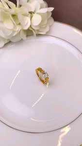 Ganten🍎Cincin Koin Keberuntungan/Cincin Ceruk Yang Dapat Disesuaikan/Cincin Terbuka Zirkon Yang Modis COD