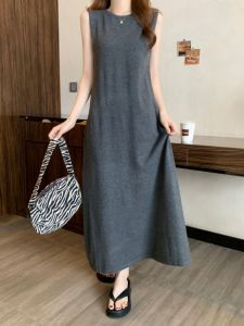 Vacation Style High Waist A-Line Dress Womens plus Size Pear Shape Body Slimming Vest Dress Korean Version Spring Autumn