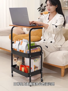 3 Tier Modern Design Rolling Storage Cart Trolley with Wooden Top - Kitchen Storage Rack