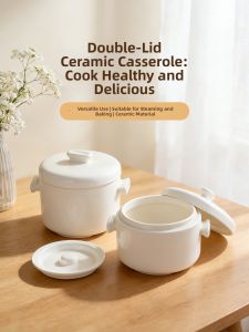 onlycook | Ceramic Double Lid Stewing Pot for Birds Nest and Egg Steaming