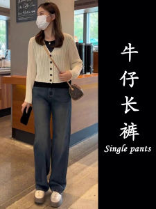 ชุดเดรสสั้นแขนยาวสไตล์เกาหลีฤดูใบไม้ร่วงปี 2025 แฟชั่นสำหรับผู้หญิงไซส์เล็ก เอวสูง ชุดยีนส์และเสื้อตัวบน