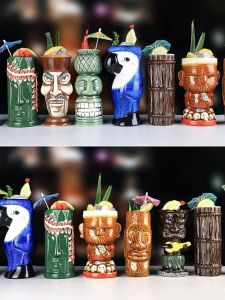 Creative Hawaii Ceramic Cocktail Cup SOINGtiki Personalized Tiki Zombie Cup Colorful Nordic Style Handmade Easy to Clean