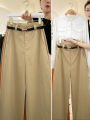 Summer Women's Casual Wide Leg Pants High Waist Thin Material Suit Style Loose Straight Long Trousers Fashionable And Elegant. 
