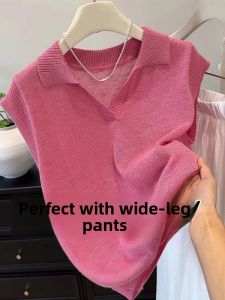 BINKAFENNY | Plus Size Womens Loose Knitted Top Sleeveless Belly Covering Shoulder Appropriate Summer Casual Wear Comfortable Mid-Length