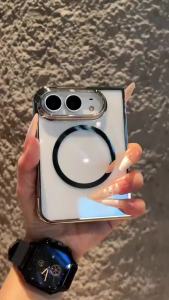szhaiyu | Luxury Magnetic Plating Transparent Phone Case For iPhone Duo iPhone 18 Fold With Front Frame Film Protection Shockproof Cover