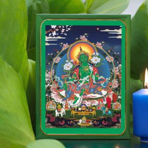 High Definition Waterproof Green Tara Statue Tabletop Decoration Holy Image Thangka Meditation Picture Frame Chinese Style Density Board