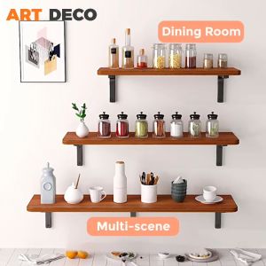 Wall Hanging Shelf Wall Mounted Rack Wood Wall Rack Floating Rack Home Living Room Decoration Wall Shelf 40/60/80/100cm Hiasan Rak