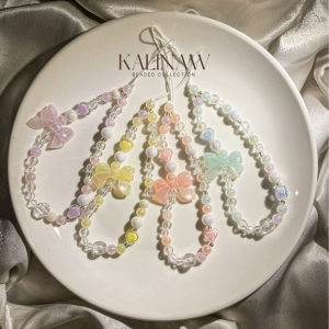 KALINAW PastelPuff Ribbon Candy Beaded Keychain/ Phone Lanyard