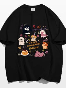 Loose Fit Korean Style Pure Cotton Short Sleeve T-Shirt Womens Harajuku Trendy Brand High Street round Neck Summer INS American Small Audience Top