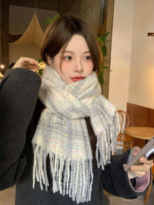 Korean Style Plaid Woolen Scarf Womens Winter Warm Scarf Versatile for Couples Neck Warmer Shawl Multi-Functional Long Rectangle