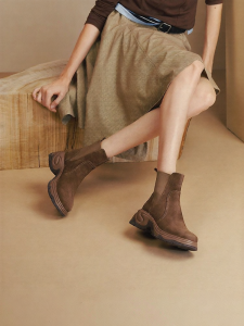 Joy & Peace | Goat Leather Fashionable Short Boots 6cm Sole