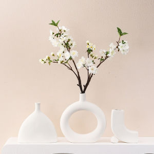 GotGo แจกันตกแต่งดอกไม้แห้ง แจกันดอกไม้พลาสติกสีขาว เรียบง่าย สร้างสรรค์ สําหรับตกแต่งโต๊ะ Plastic vase