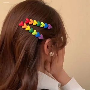 Peach to Dew Heart-Shaped Hair Clip Simple Versatile Rainbow Colors for Girls Korean Style Large Size Energy