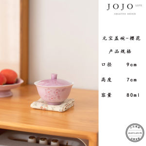 JOJOS L. PD. White Porcelain Sakura Hand-Painted Stack Carving Cover Bowl Tea Pot Holder Ceramic Underglaze Blue Small  Style