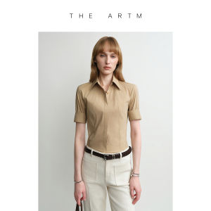 Silk Linen Mid-Sleeve Slim-Fitting Blouse