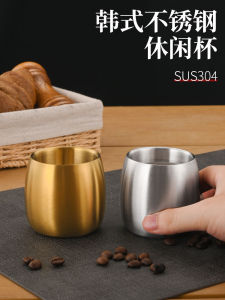 แก้วน้ำสแตนเลส 304 สไตล์เกาหลี ทรงเรขาคณิต ด้านนอกเย็น ด้านในอบอุ่น ทนทานต่อการตกหล่น ป้องกันความร้อน แก้วน้ำสำหรับเด็ก ร้านอาหาร ร้านขายของที่ระลึก