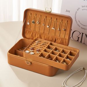 High-End Multi-Layer Jewelry Storage Box with Lock Gold Earring Necklace Ring Holder Elegant Fashionable Online Exclusive