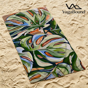 Painted Monstera Luxury Beach Towels Crafted from Combed Cotton Plush and Absorbent Beach Towel or Pool Towels