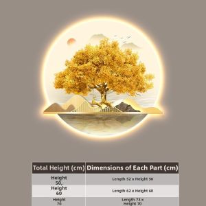 New Chinese Style Waterfall Fortune Feng Shui Decorative Painting LED Light