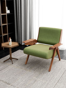 Nordic Single Sofa Minimalist Accessible Luxury Small Apartment Bedroom Balcony Leisure Chair Living Room Solid Wood Single Seater