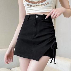 Váy Ngắn Chữ a Cạp Cao Cho Nữ Mùa Hè 2024 Váy Ngắn Bó Sát Có Dây Rút Che Hông Váy Ngắn Màu Trơn Váy Ngắn Chữ a Gợi Cảm