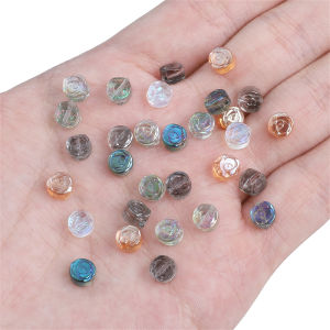 10pcs 6mm Crystal Glass Rose Flower Beads Loose Spacer Beads for Bracelet Earring Necklace DIY Jewelry Making