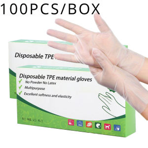 100/200PCS Disposable TPE Gloves Powder Free and Latex Free Suitable for Kitchen Bathroom Cleaning