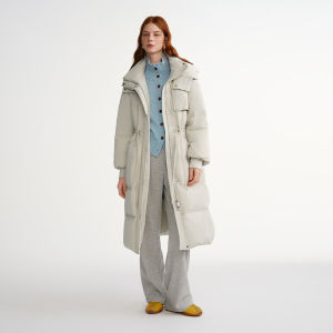 DUSHU | Quilt Down Warm Waist Slimming Hooded Coat