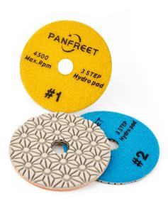 Panfreet เปียก/แห้ง 3 ขั้นตอน 4 นิ้วแผ่นขัดเพชรหินแกรนิตแผ่นขัดสําหรับหินแกรนิตควอตซ์หินอ่อนคอนกรีต Terrazzo