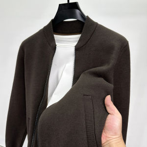 High Quality Mens Slim Fit Pure Color Knitted Cardigan Sweater Autumn Winter Fashion Urban Style Long Sleeve Baseball Collar Jacket