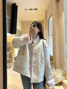 Winter New Style Thickened Satin Cotton Jacket Womens Loose Coat Button Design Traditional Chinese National Style Short Outerwear