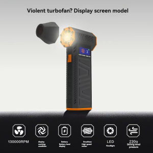 Portable mini turbine electric hair dryer 130000RPM brushless power motor Large capacity battery long life Handheld fan household dust blower Industrial high power hair dryer