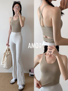 AMO Recommended Sports Fitness Tank Top Double Strap Fixed Cup Womens Beautiful Back Yoga Top Outdoor Wear Summer
