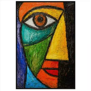 Tranh sáp dầu trừu tượng chân dung. Tranh treo tường dán tường canvas trang trí. CGI-1887