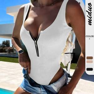 ชุดคลุมกันหนาวเซ็กซี่แขนกุดสำหรับผู้หญิง ชุดคลุมกันหนาวแบบซิป เอวกลาง ชุดคลุมกันหนาวแบบสวมหัว สไตล์ฤดูใบไม้ผลิและฤดูร้อน