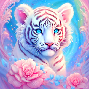 Huacan Diamond Painting Tiger Flower Diamond Mosaic Animal New Collection 2025 Wall Decor