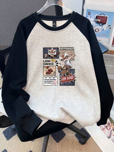 American Casual Trendy Brand Patchwork Color Block Sweatshirt Mens Spring Autumn Loose Versatile Casual Shoulder Sleeve Top