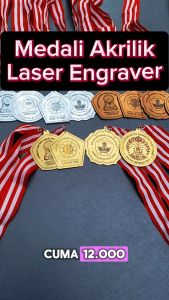 Medali Akrilik Mirror Laser Engrave Custom Emas Perak Perunggu Wisuda Kelulusan Kejuaraan Olimpiade