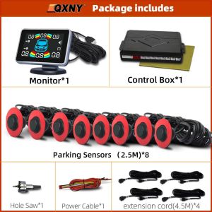 Car Reverse Parking 16.5MM 8 Sensors Backup Radar Parktronic for Bumper Adjustable Depth Digital Display Obstacle Distance