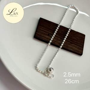 L&X Jewelry | Original S990 Pure Silver Gong Bead Anklet